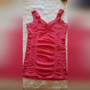 Stretchy Pink Lace Trimmed Camisole